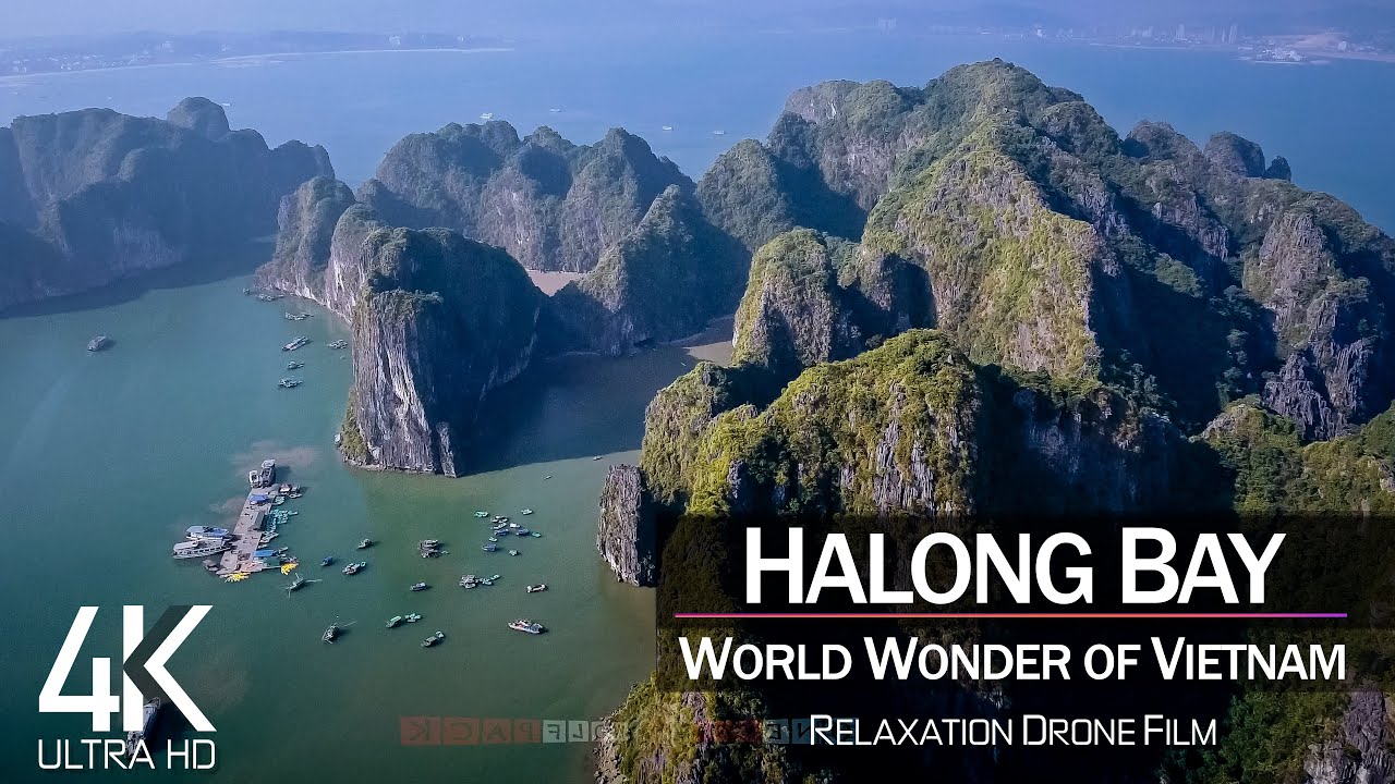 【4K】&frac12; HOUR DRONE FILM: &laquo;Halong Bay&raquo; 🔥🔥🔥 Vietnam Ultra HD 🎵 Chillout Music (2160p Ambient UHD TV)