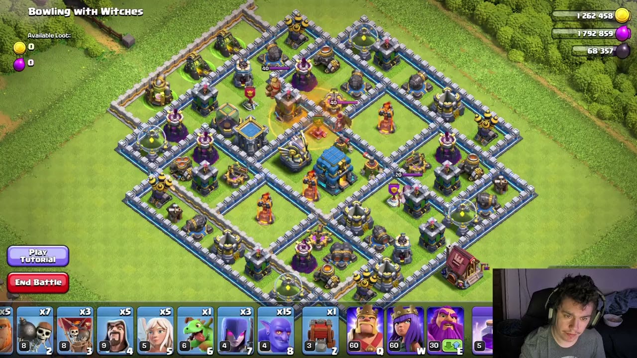 clash of clans - Bowling with Witches practice battle