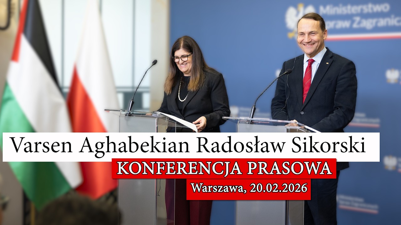 Radosław Sikorski: Konferencja po spotkaniu z minister spraw zagranicznych Palestyny, 20.02.2026