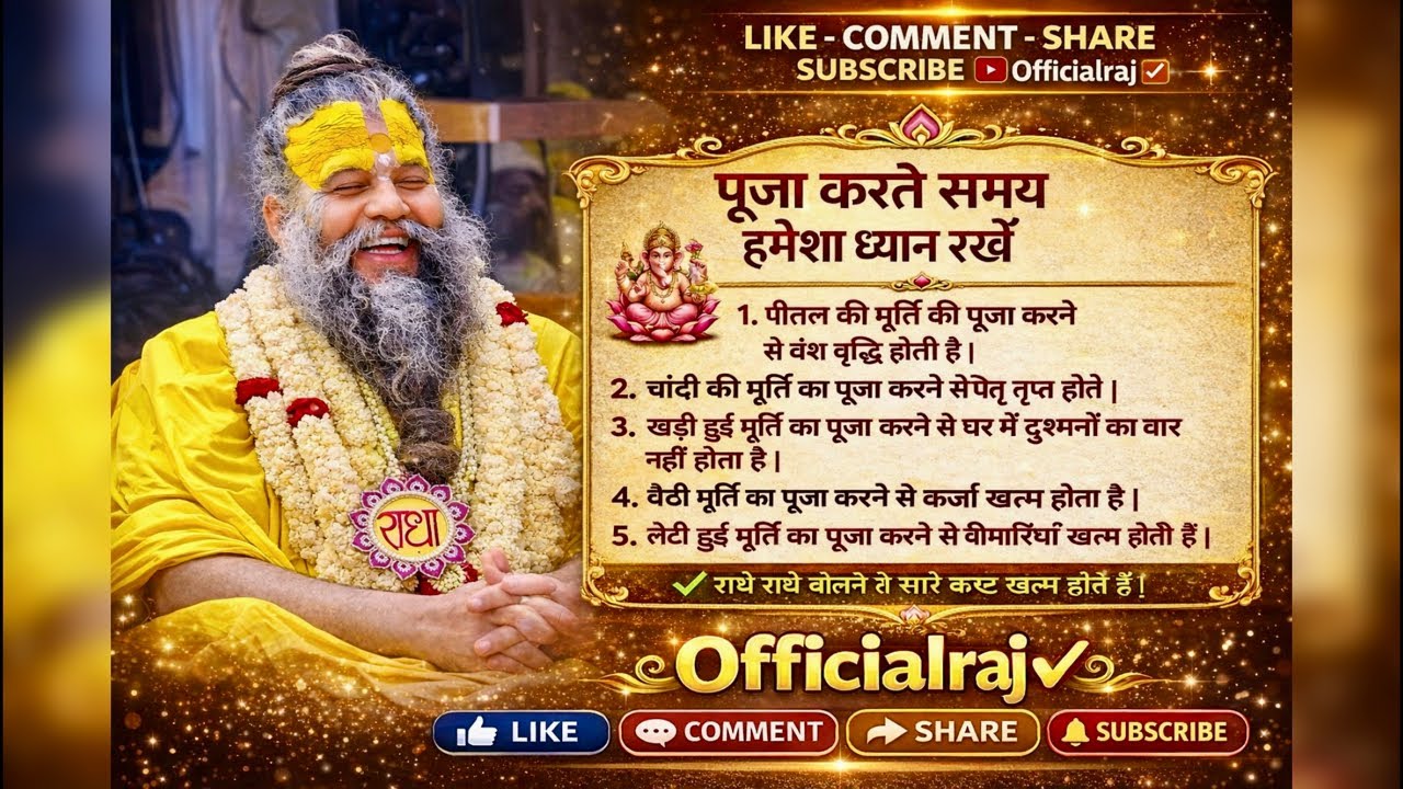👉पूजा करते समय ध्यान रखें ये नियम🙏| भूलकर भी न करें ये गलती Officialraj is liveOfficialraj is live
