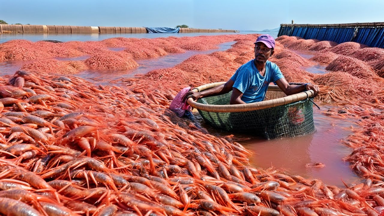 How Millions of Shrimps Are Harvested and Processed | Shrimp Farming & Production Process