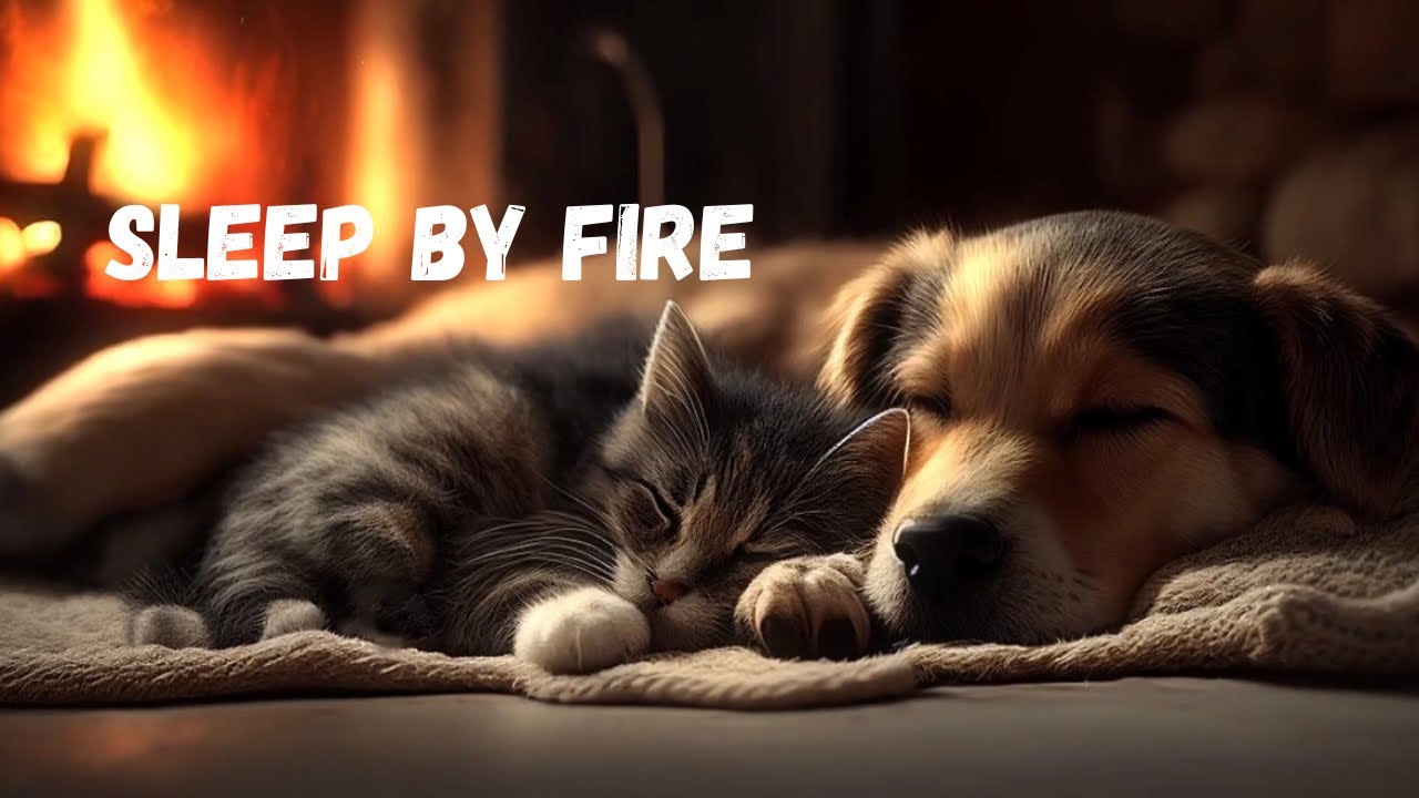 Fireplace Sounds 1 Hour 🔥 Crozy Dog & Cat Sleep Ambience 🐶😽 | Relaxing Fire Crackling 4K