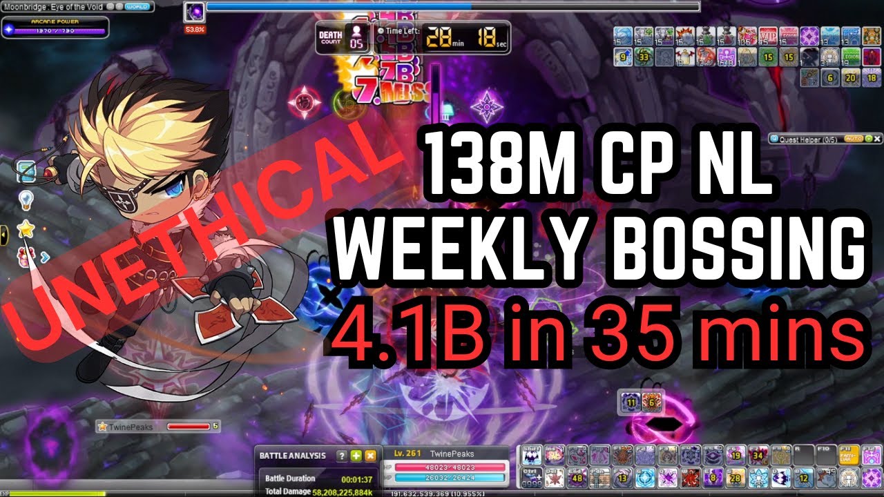 138m CP Night Lord Full Weekly Bossing - 4.1b in 35 mins
