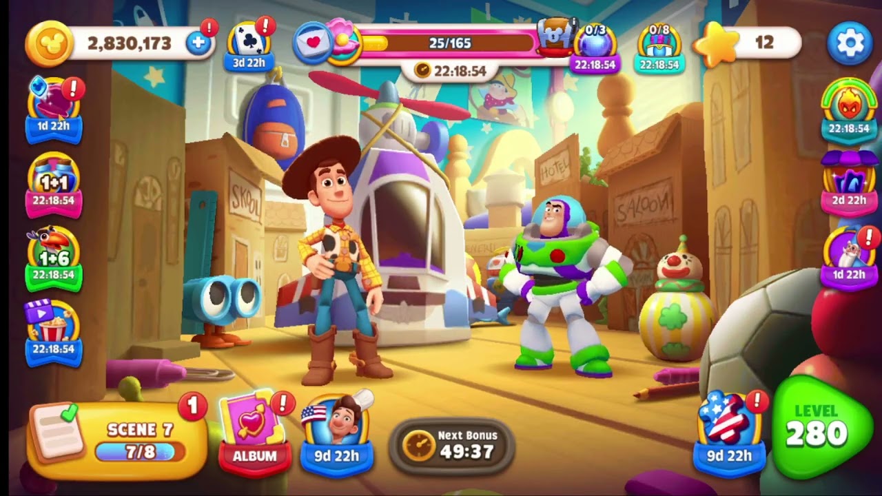 Disney Solitaire Level 279 Completed | Toy Story Scene Done | Epic Mode F2P Strategy