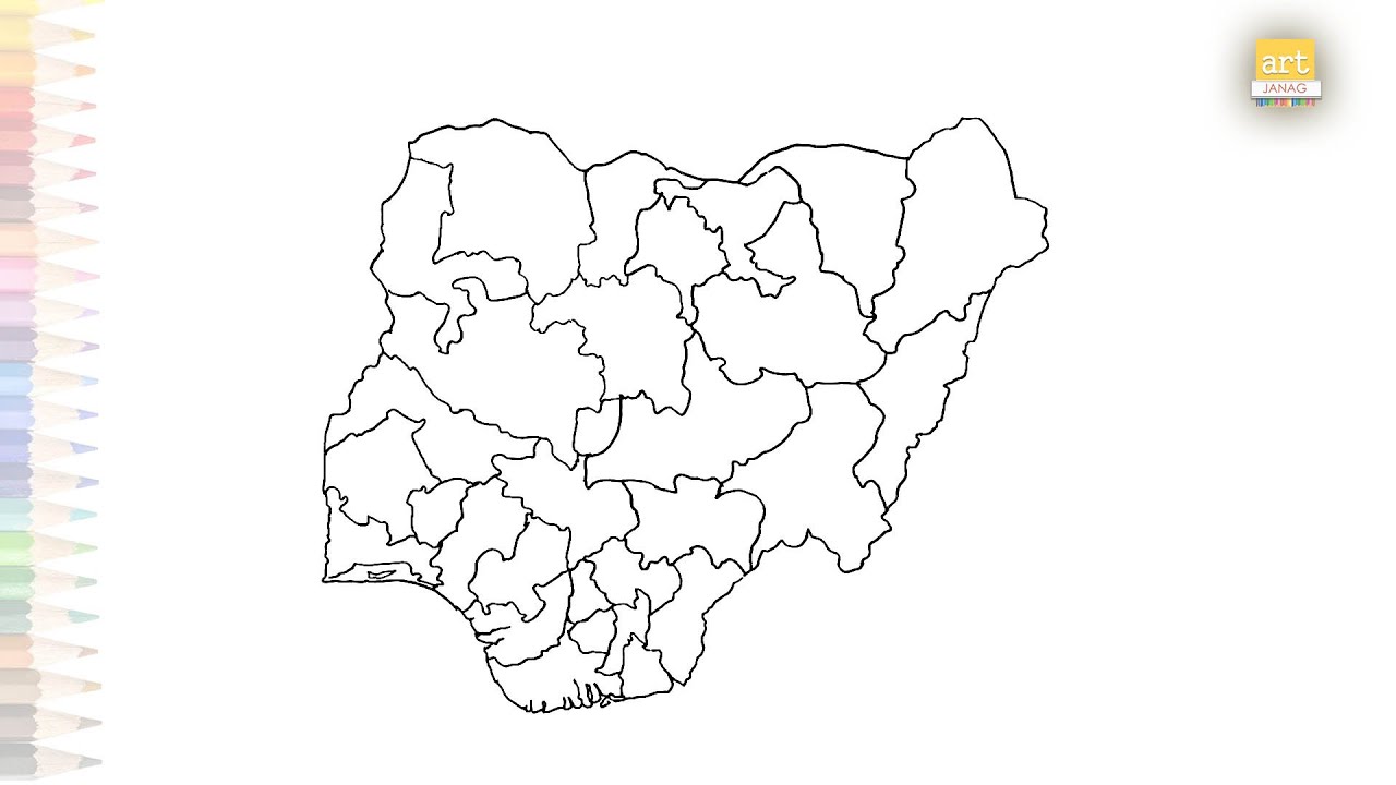 Nigeria map with states Outline drawing easy | How to draw Nigeria map step by step | #artjanag