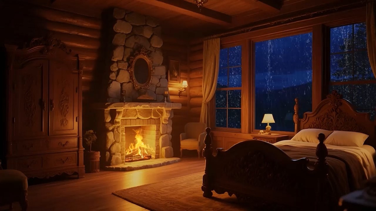 🔴 LIVE Rain Sounds for Sleep 🌧🔥 | Cozy Cabin Fireplace Ambience