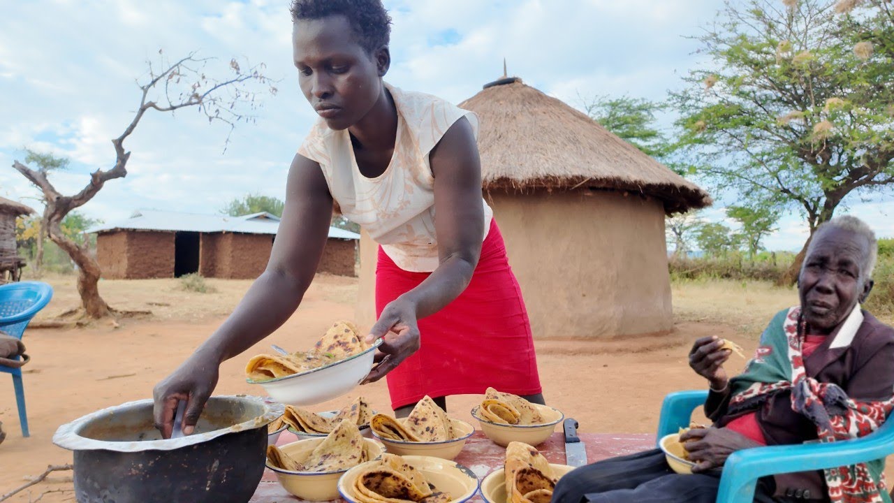 EP28: Grandma Chesi came to visit// Cooking delicious meal for our visitors// African village life