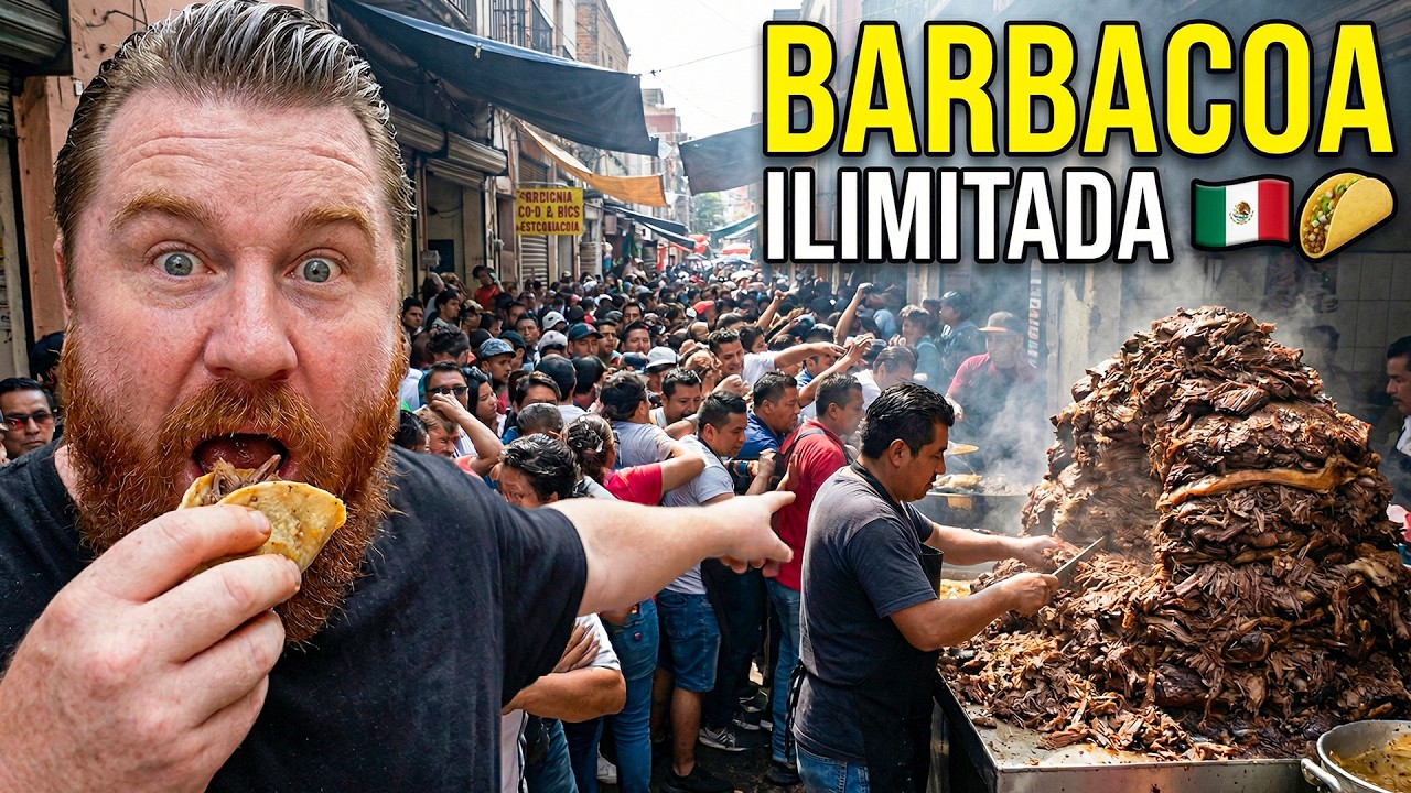 Estos TACOS DE BARBACOA Solo Hay AQU&Iacute; 🇲🇽🌮 500 KG DE CARNE + Tour Gigante de Comida Mexicana