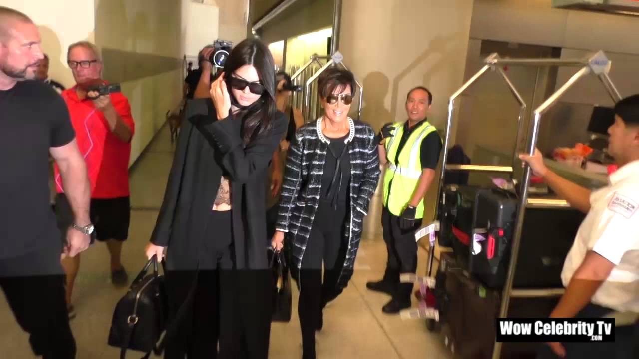 Kendall Jenner and Kris Jenner arrive at LAX Airport