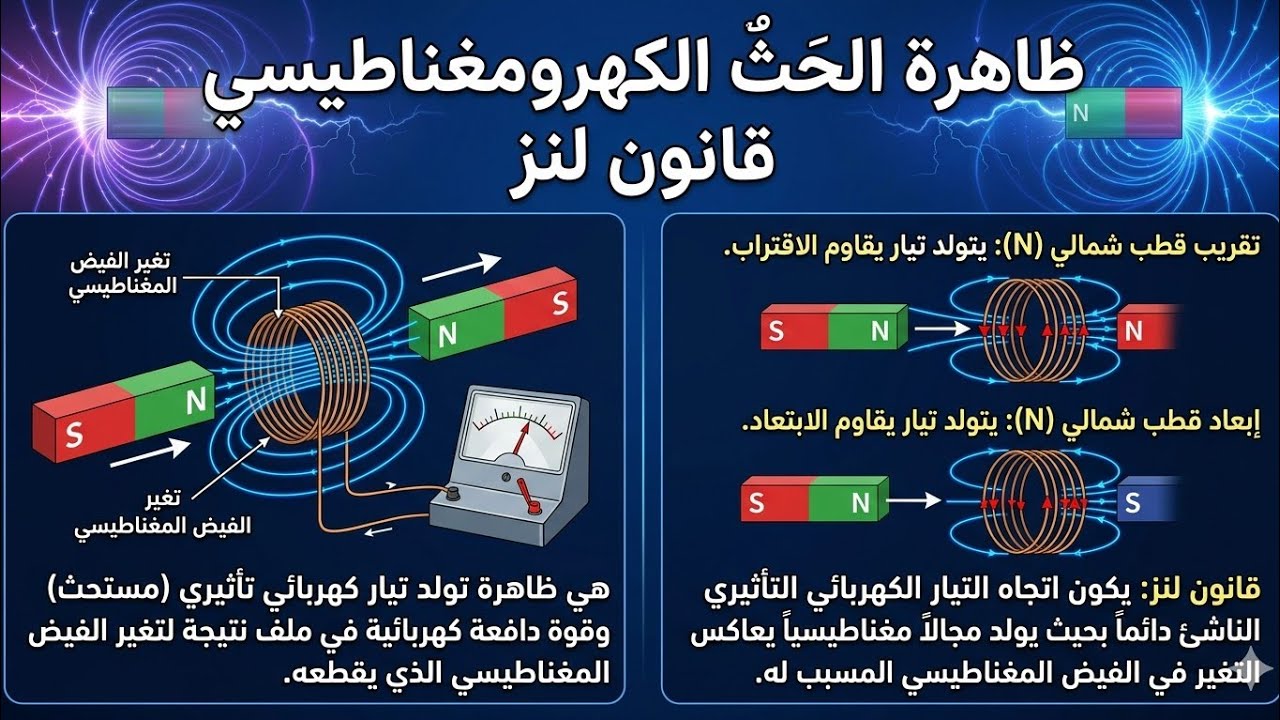 الحصة 12 /ظاهرة الحث الذاتي وقانون لنز  / الدرس الثالث توجيهي 