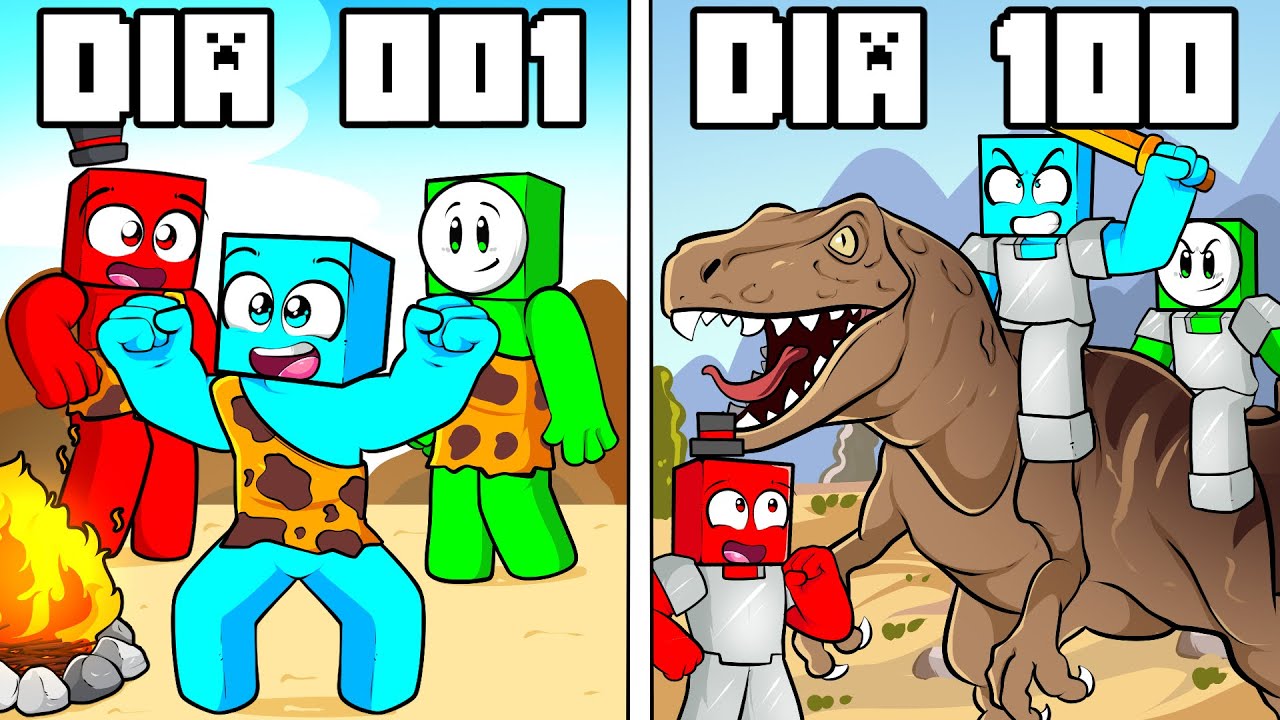 Sobrevivemos 100 DIAS Na Pré-História do Minecraft