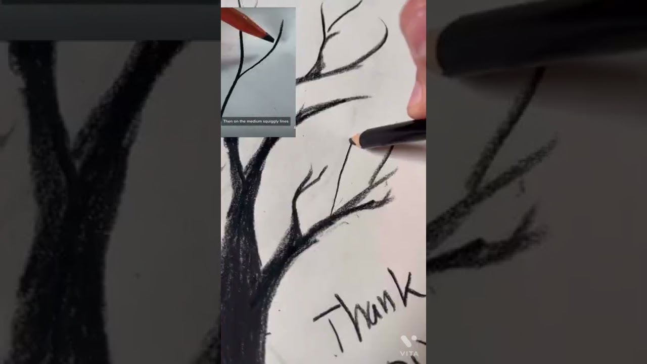 Following @RaeDizzleShorts tutorial on how to draw a tree 🌲 #shorts#art#raedizzle#subscribe