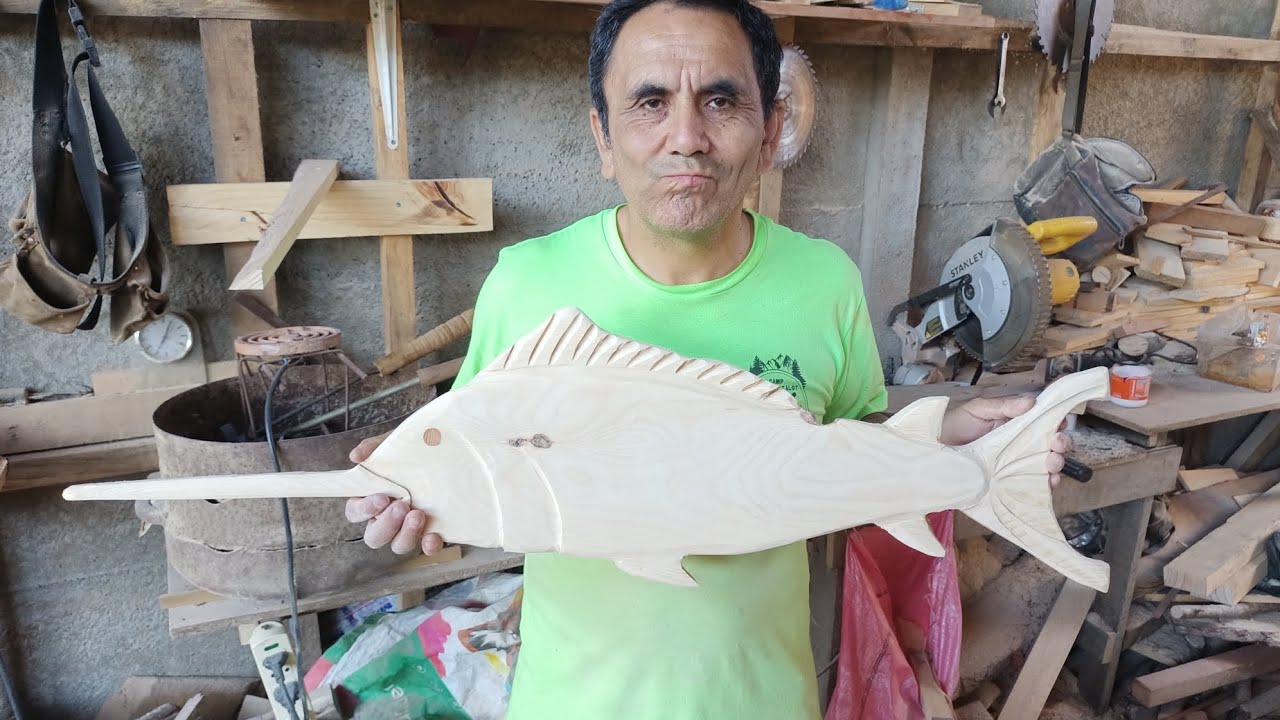 Como hacer un pez espada 100% de madera super fácil y sencillo #manualidades #artesania #madera