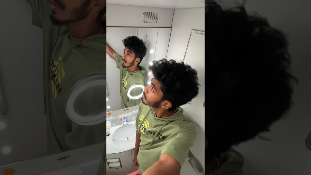 Flight bathroom tour ✈️😳😂 Smallest toilet 🚽 #funwithsiblings
