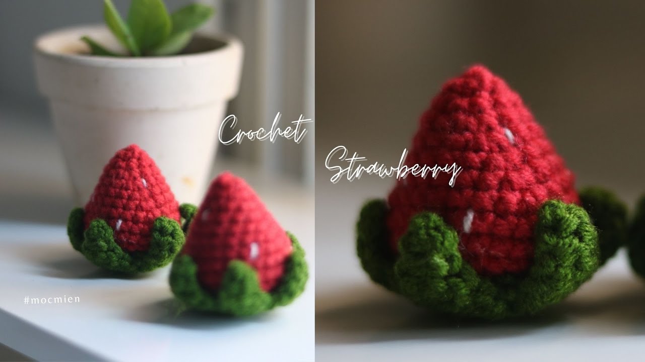 Hướng dẫn cách móc trái dâu bằng len siêu đơn giản| Crochet strawberry