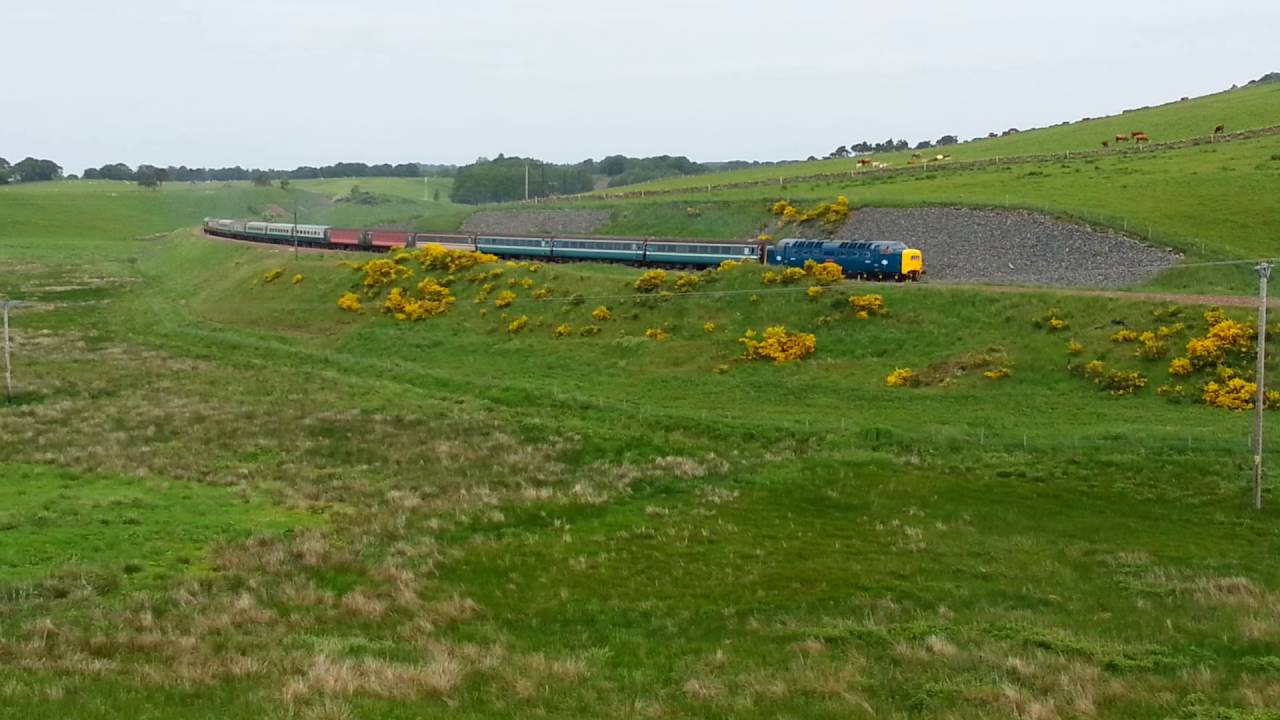 Pathfinder Railtours Deltic Borderer II at Falahill, Waverley Route.