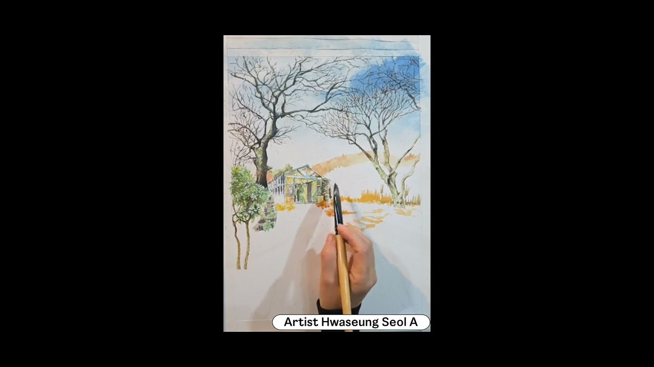 나만의 수채기법으로 그린 가을, 제주 가시림   #제주가시림 #수채화과정 #풍경수채화