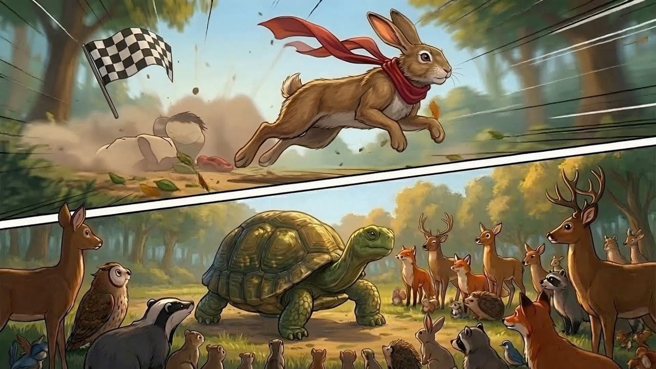 కుందేలు & తాబేలు పందెం కథ | Rabbit vs Tortoise Moral Story #believe #success #running #race