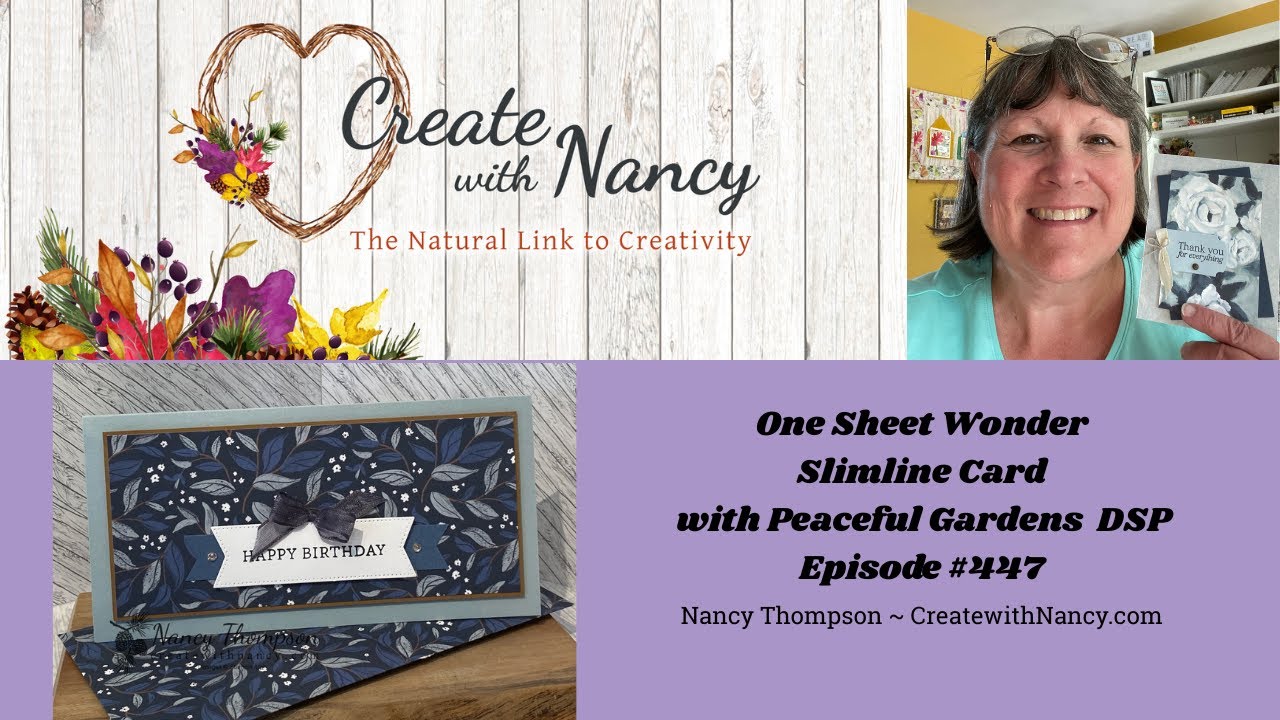One Sheet Wonder Slimline Card & Custom Envelope | Stampin’ Up! Peaceful Garden DSP  - Episode 447