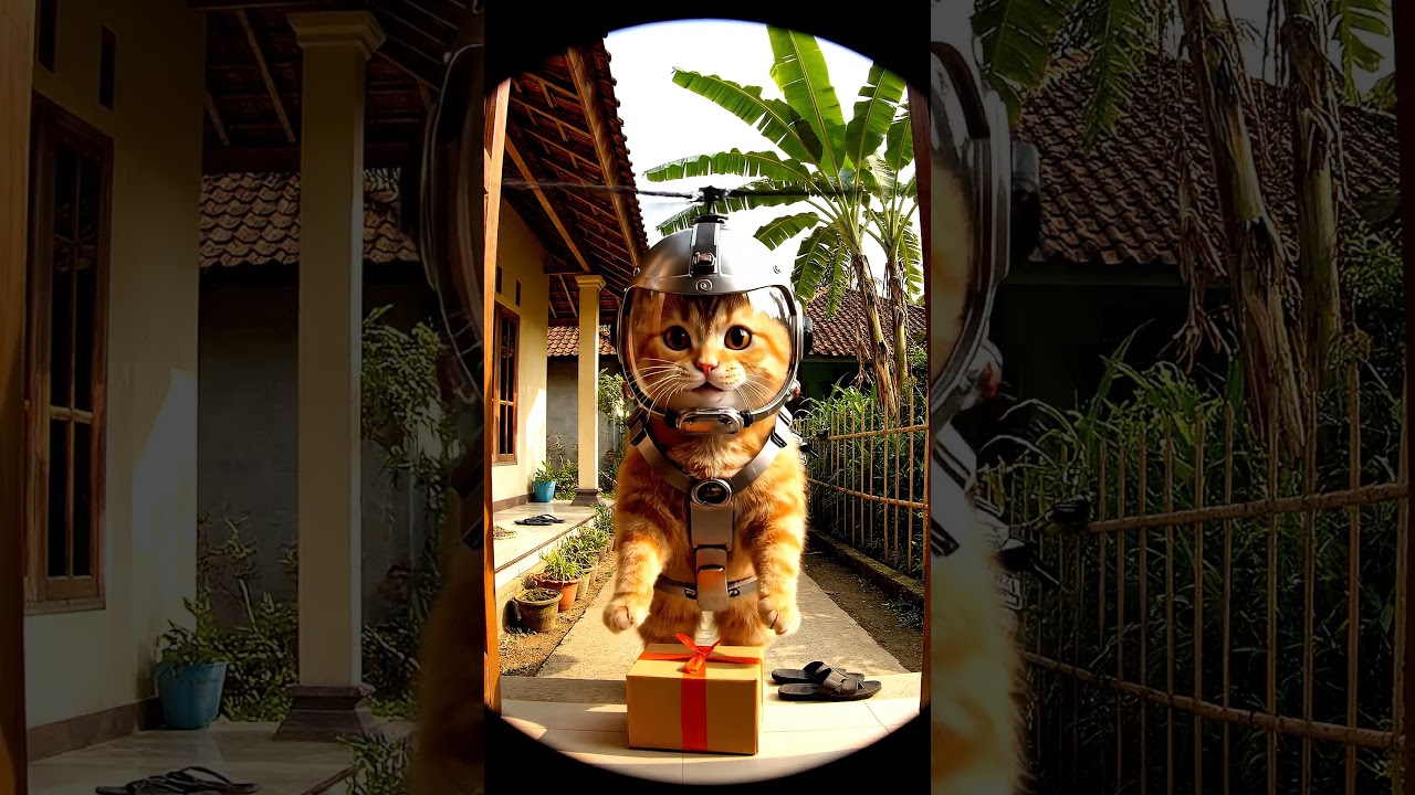 Helicopter Cat Delivery 😂🚁 | Doorbell Camera Catches the Cutest Package Drop Ever!