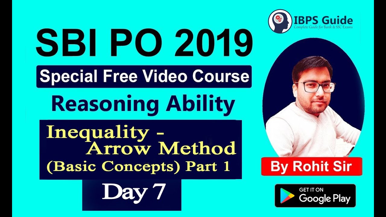 Inequality - Arrow Method Basic Concepts Part 1  | Reasoning Ability | SBI PO 2019 - Day - 7
