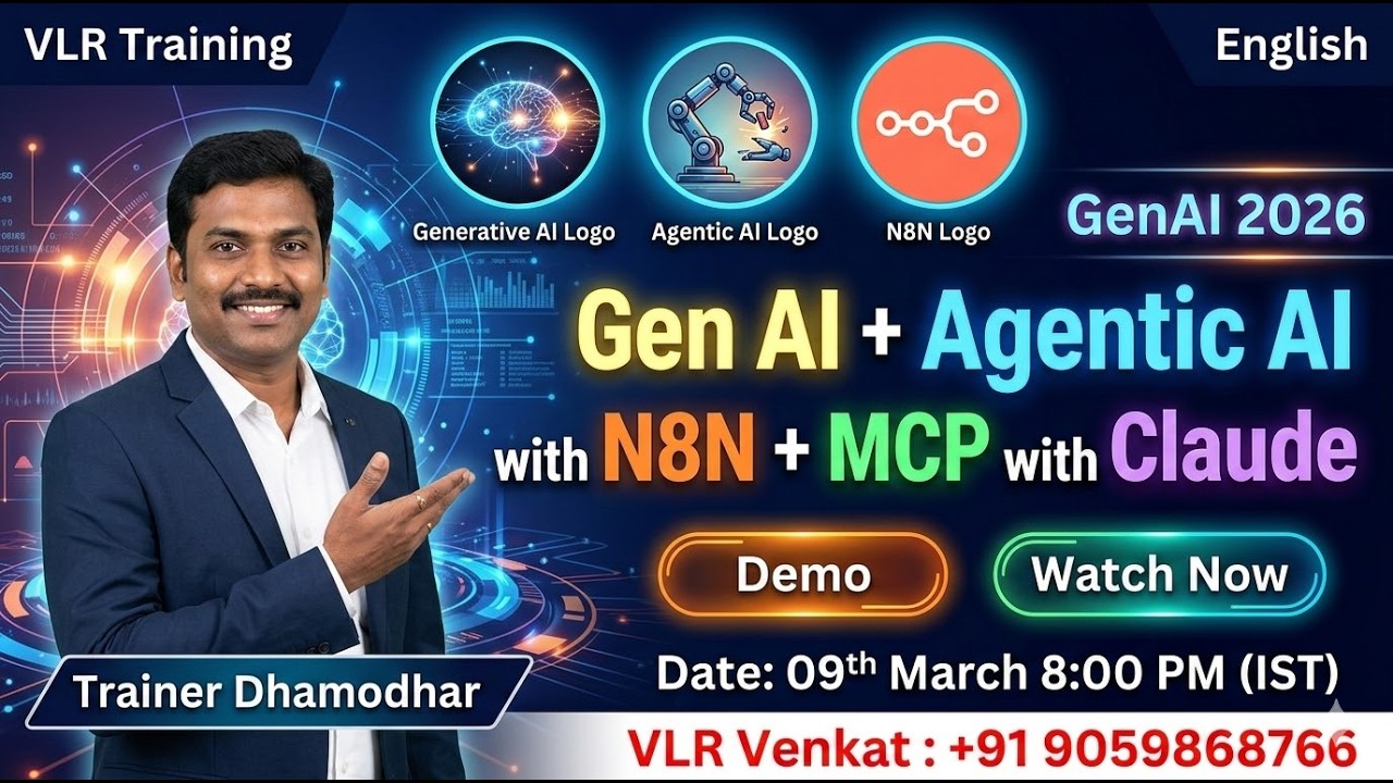 GenAi + Agentic + MCP + N8n with Claude  Demo in English VLR Training 9059868766