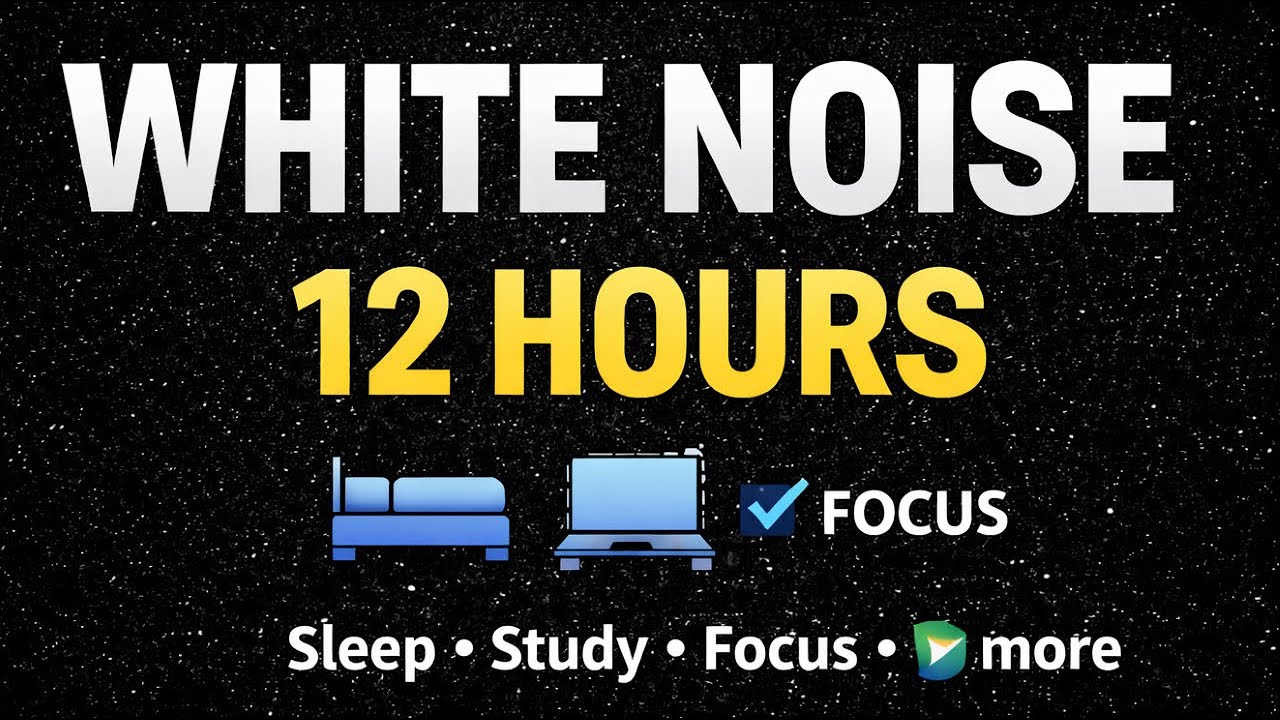 12 Hours Nonstop White Noise with Black Screen Perfect For Sleep, Study, And Focus