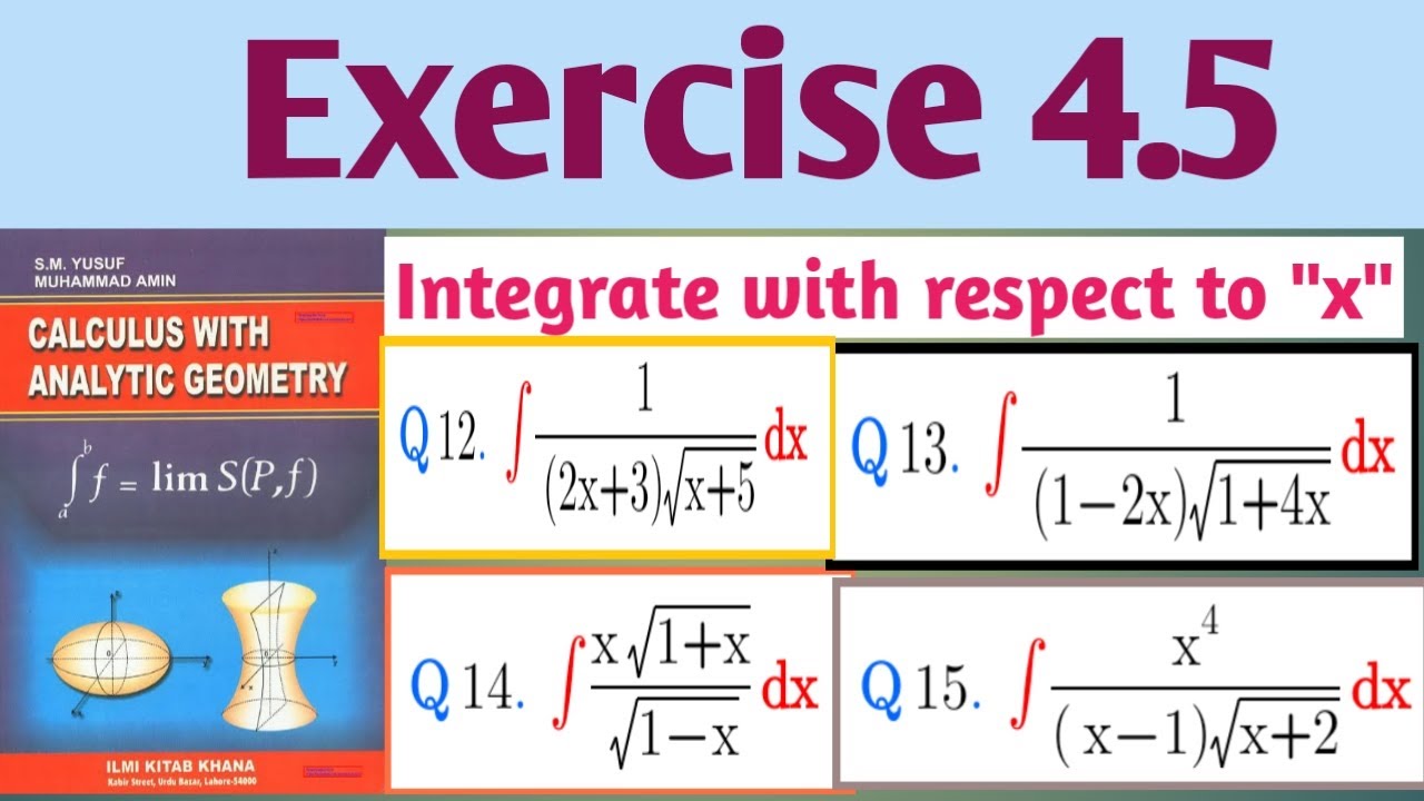 Calculus By SM  Yusuf | Exercise 4.5 | Questions  12 to 15 | Learning Math with Mr Khawar