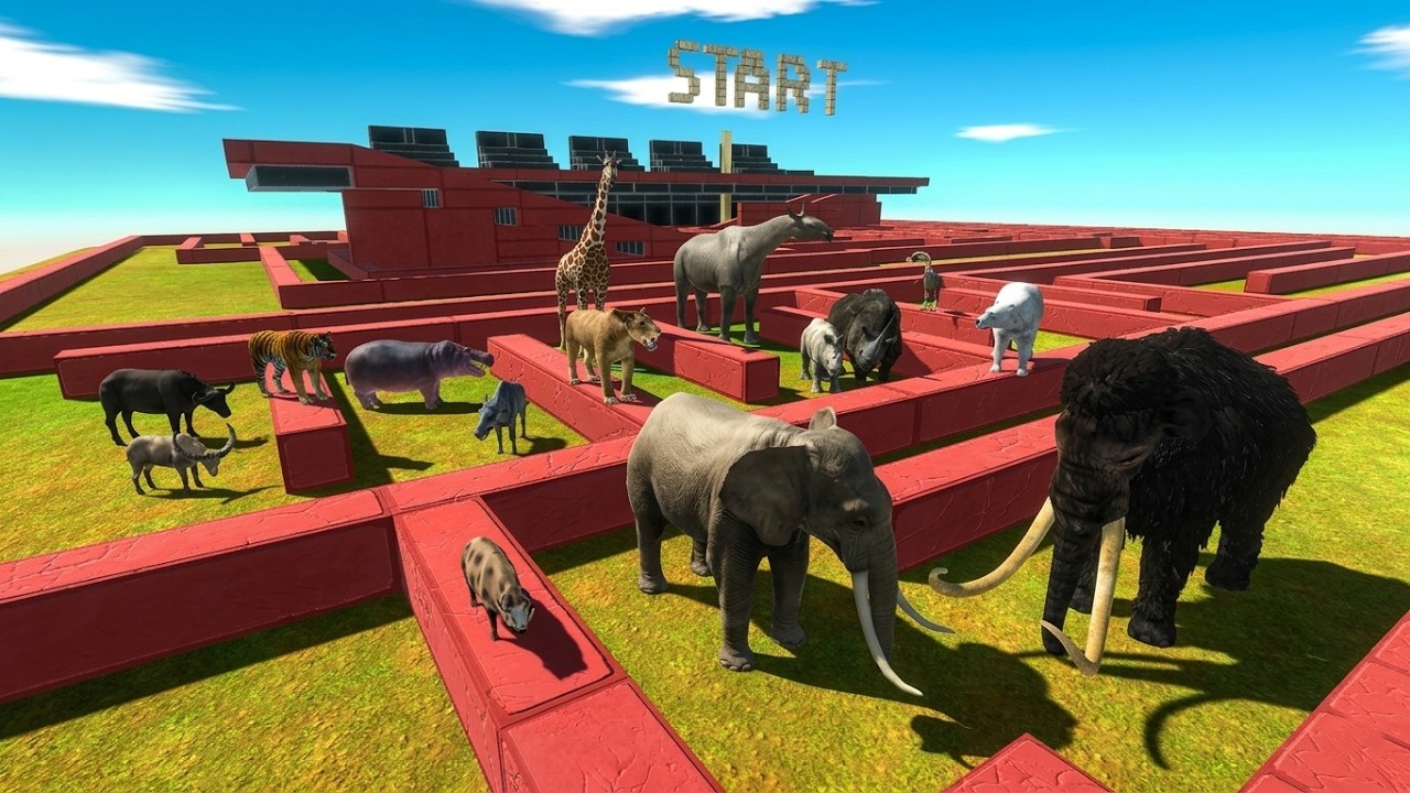 Deadly Maze Race! Modern Animals vs Prehistoric Animals – Who Escapes? 🐘🦣🔥