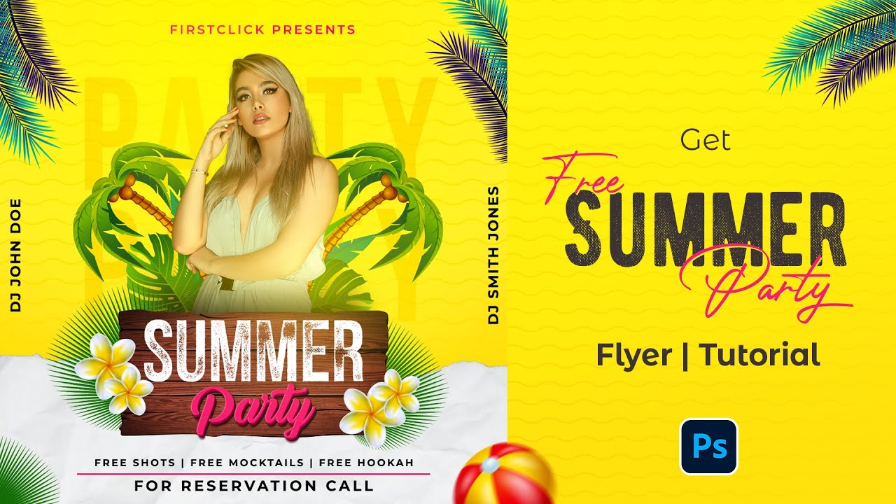 How to Create Summer Party Flyer in Adobe Photoshop By Firstclick