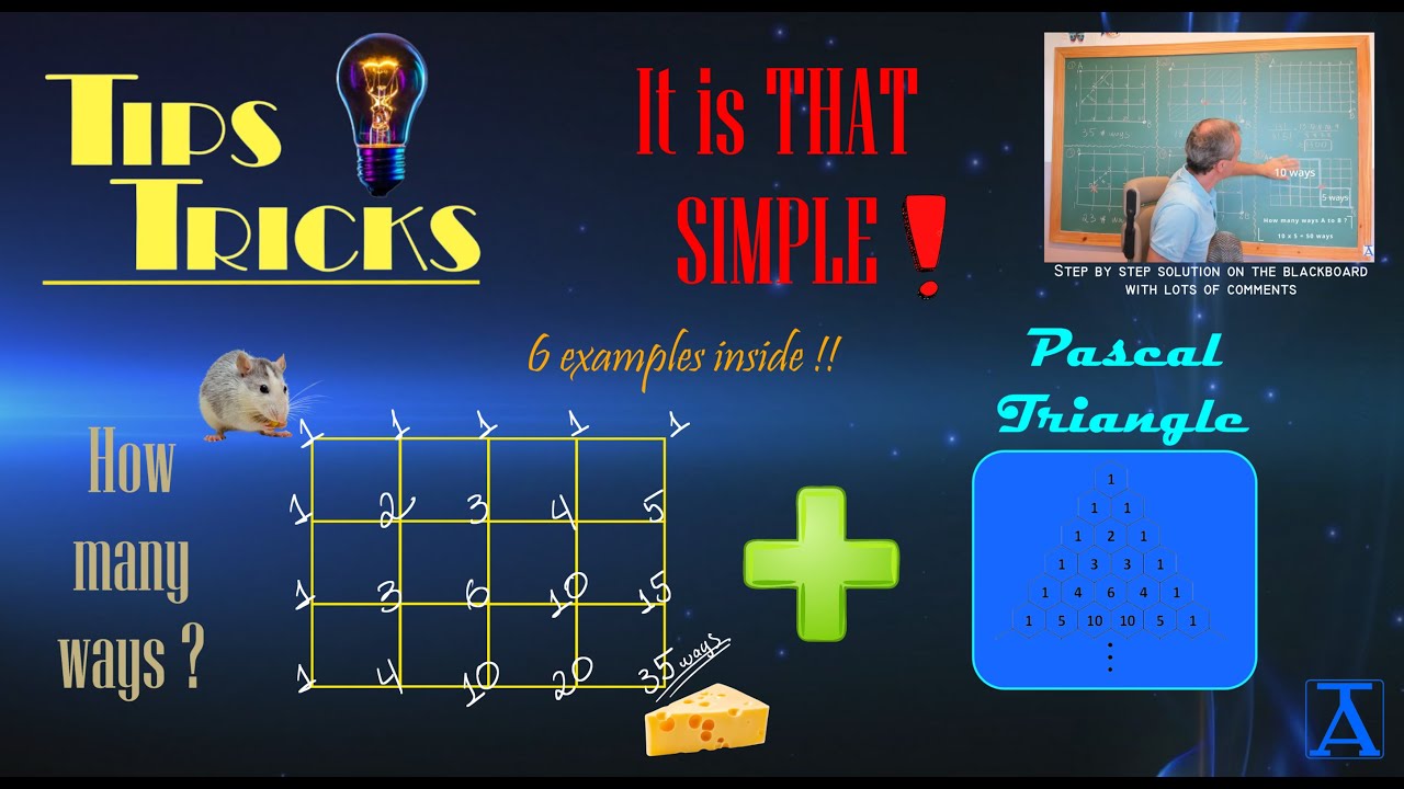 How many ways to go from A to B ? Lines, Pascal and Permutations