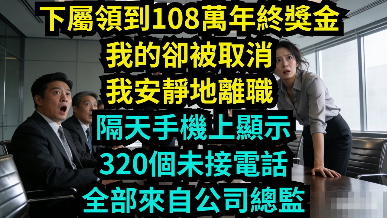 下屬領到108萬年終獎金，我的卻被取消。我安靜地離職，隔天手機上顯示320個未接電話，全部來自公司總監【奇聞秘事】#奇聞#秘事#故事 #职场 #职场故事 #奖金