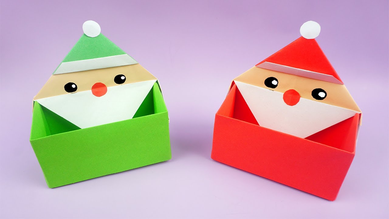 Geschenkverpackung Weihnachten: Weihnachtsmann schachtel falten - Basteln mit papier