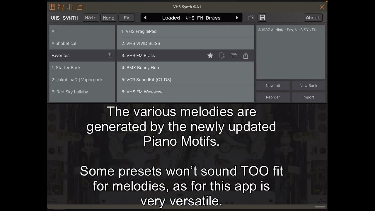 84 sounds from 1984 - VHS Synthwave synth iOS app by AudioKit Pro