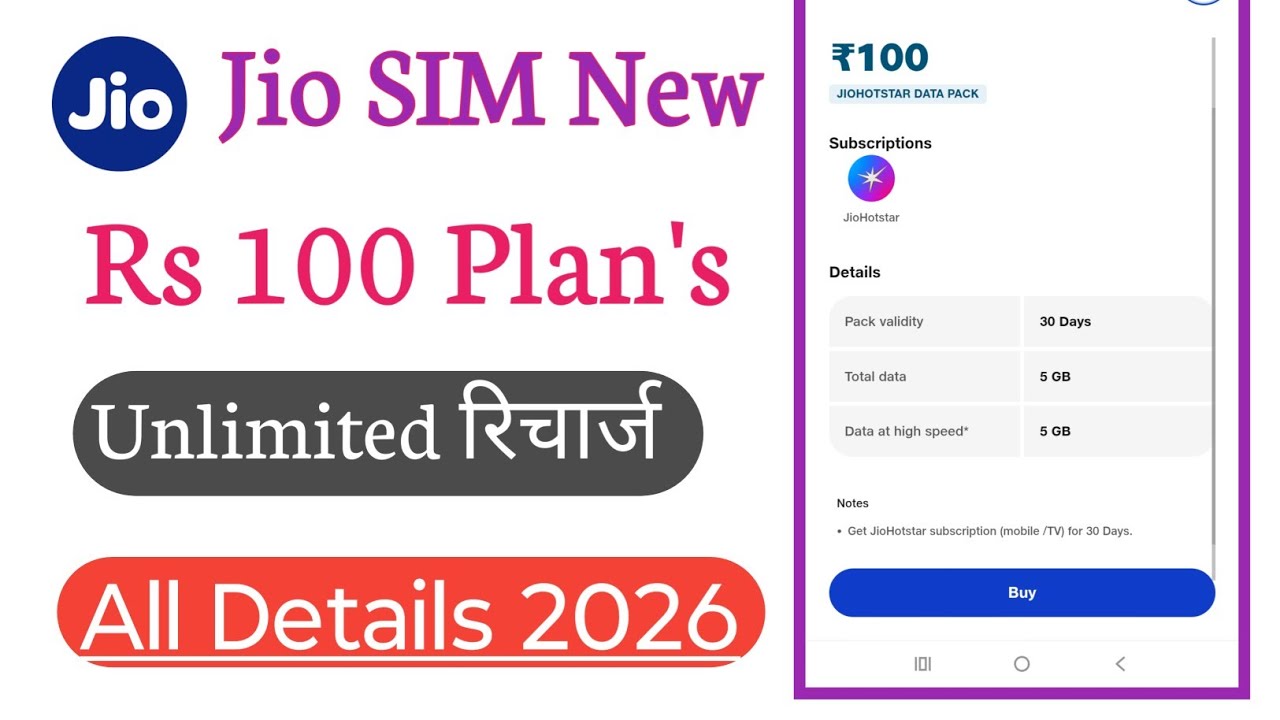 Jio Rs 100 Recharge Plan All Details | What is available in Jio Rs 100 Recharge Plan