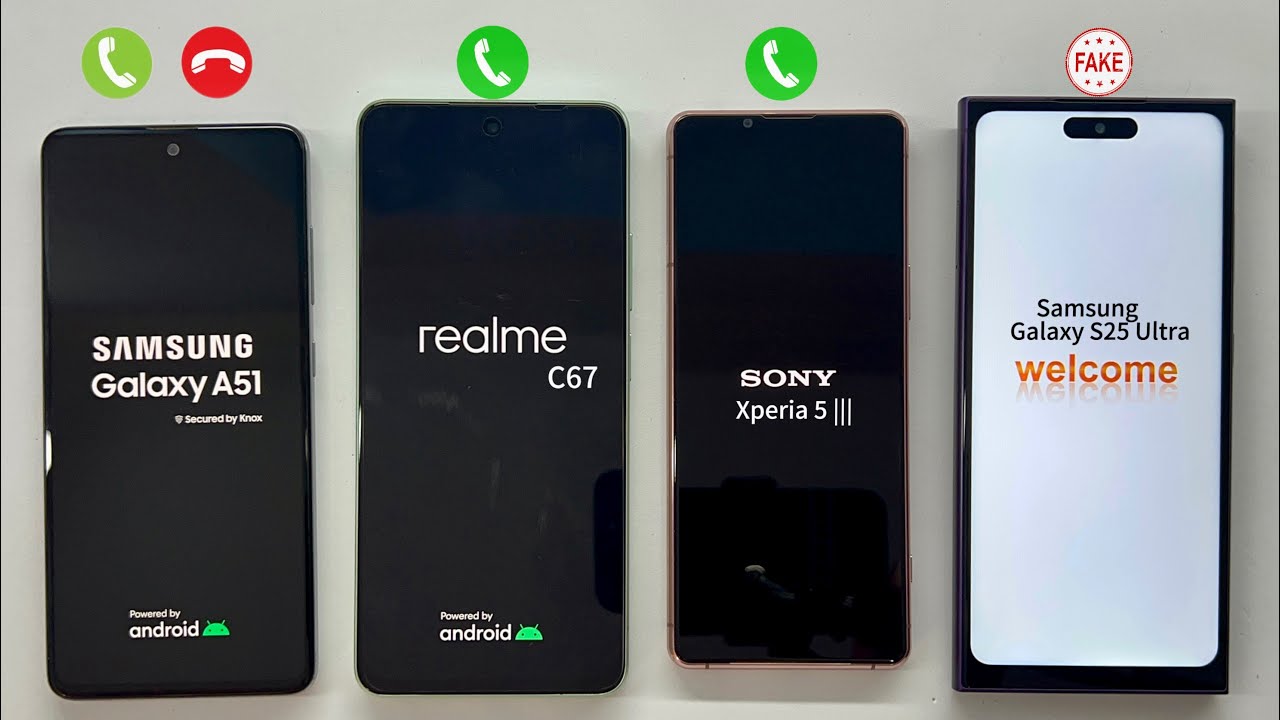 Incoming Outgoing Calls Samsung A51+S25Ultra & Realme C67 + Sony Xperia 5 |||