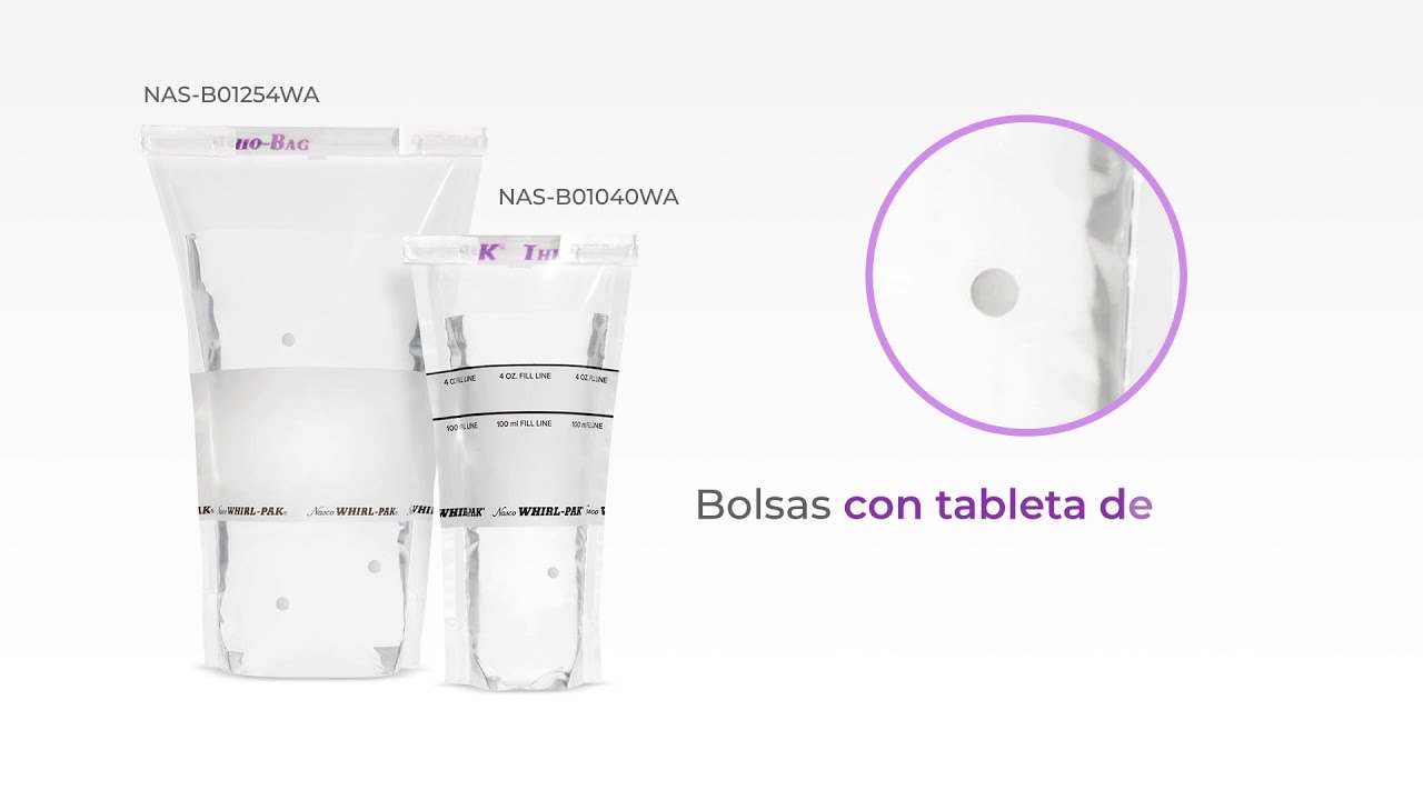 Bolsas de muestreo con Thiosulfato de sodio para muestras en agua clorada de Nasco Whirl Pak