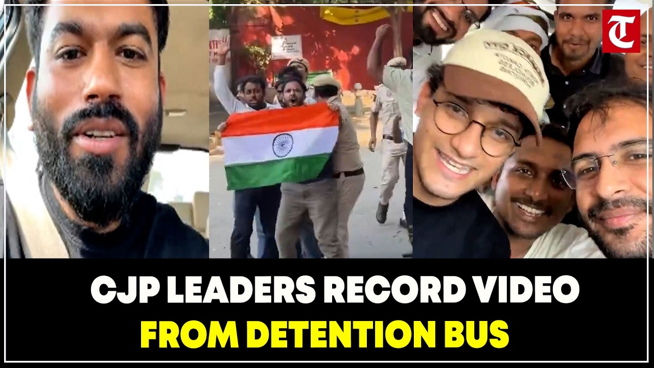Watch: CJP&rsquo;s Saurav Das, Ranka record video from detention bus after trying to enter Jantar Mantar