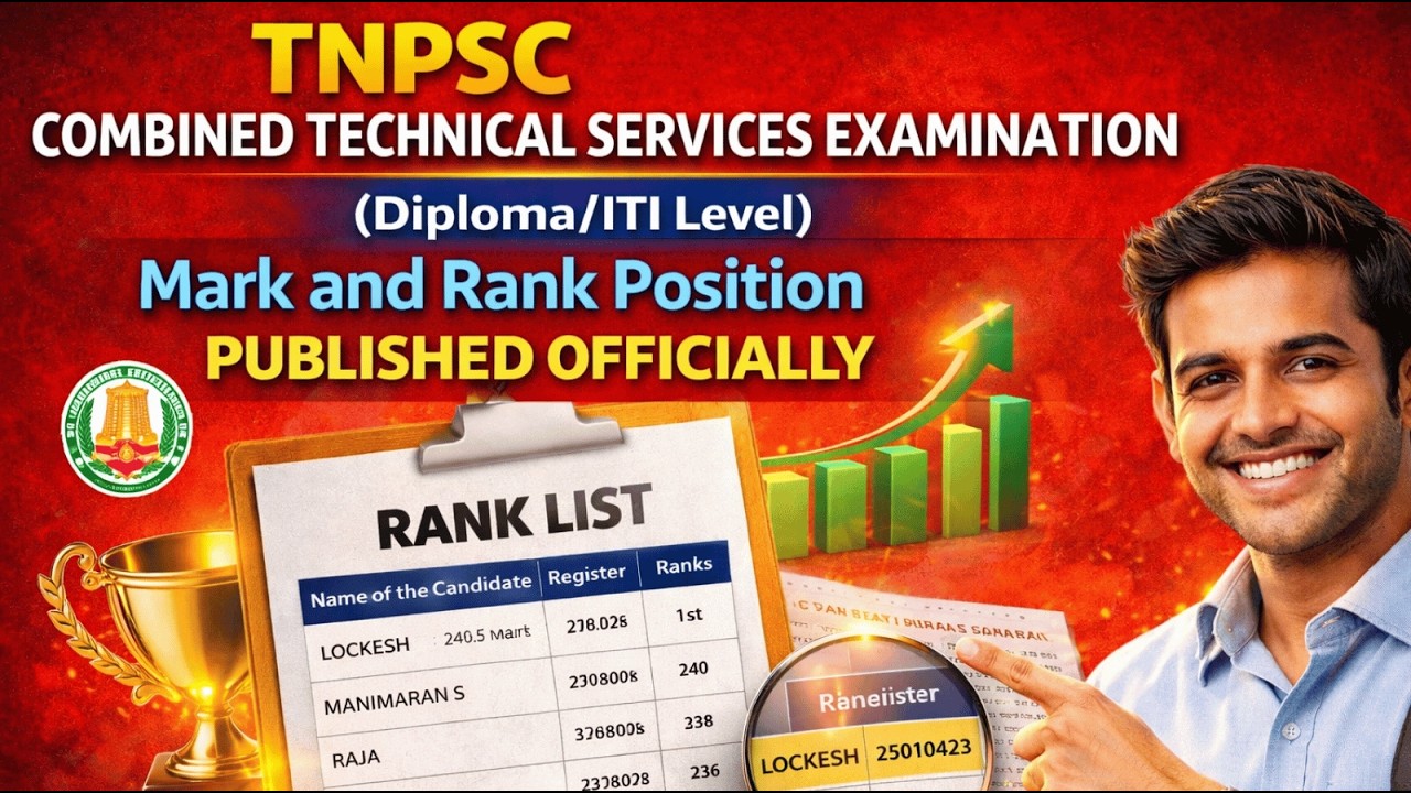 TNPSC Combined Technical Services 2025 | Diploma / ITI Level Mark & Rank List Published | Check !