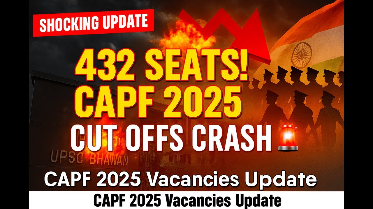 🚨 CAPF 2025 Vacancies Increased to 432! 🔥 Cut Offs to Drop? | Shocking UPSC Update