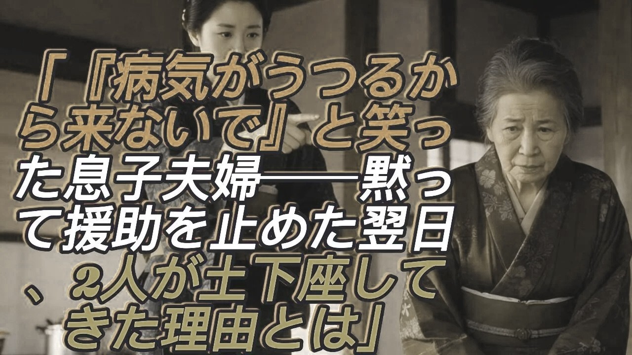 「病気がうつるから来ないで」古民家暮らしの私を汚いと笑う息子夫婦。黙って援助を止めたその翌日、2人は泣きながら土下座してきた理由とは