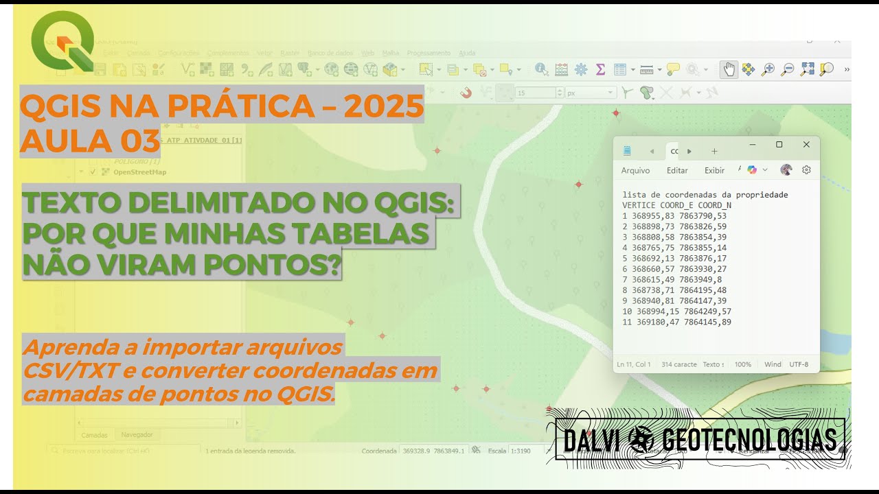 TEXTO DELIMITADO NO QGIS: POR QUE MINHAS TABELAS NÃO VIRAM PONTOS?