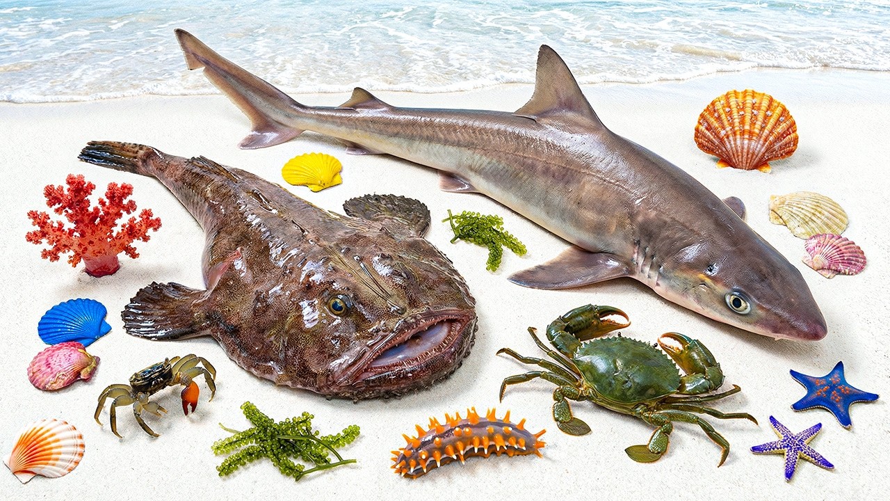 🌊 Coastal Foraging Amazing: Dead Shark 🦈, Stonefish 🐡, Crab 🦀, Clam 🐚, Starfish ⭐, and Coral 🪸