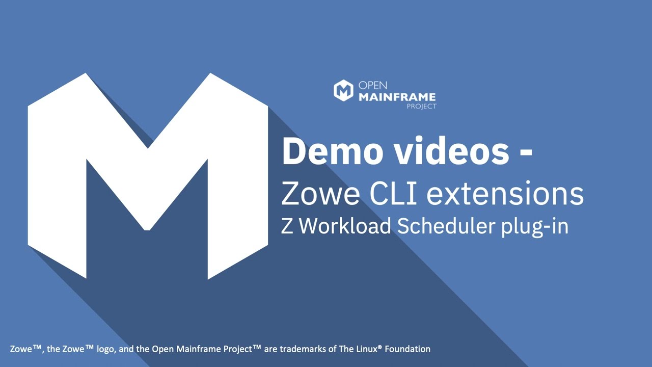 Zowe CLI extension demo videos - Z Workload Scheduler