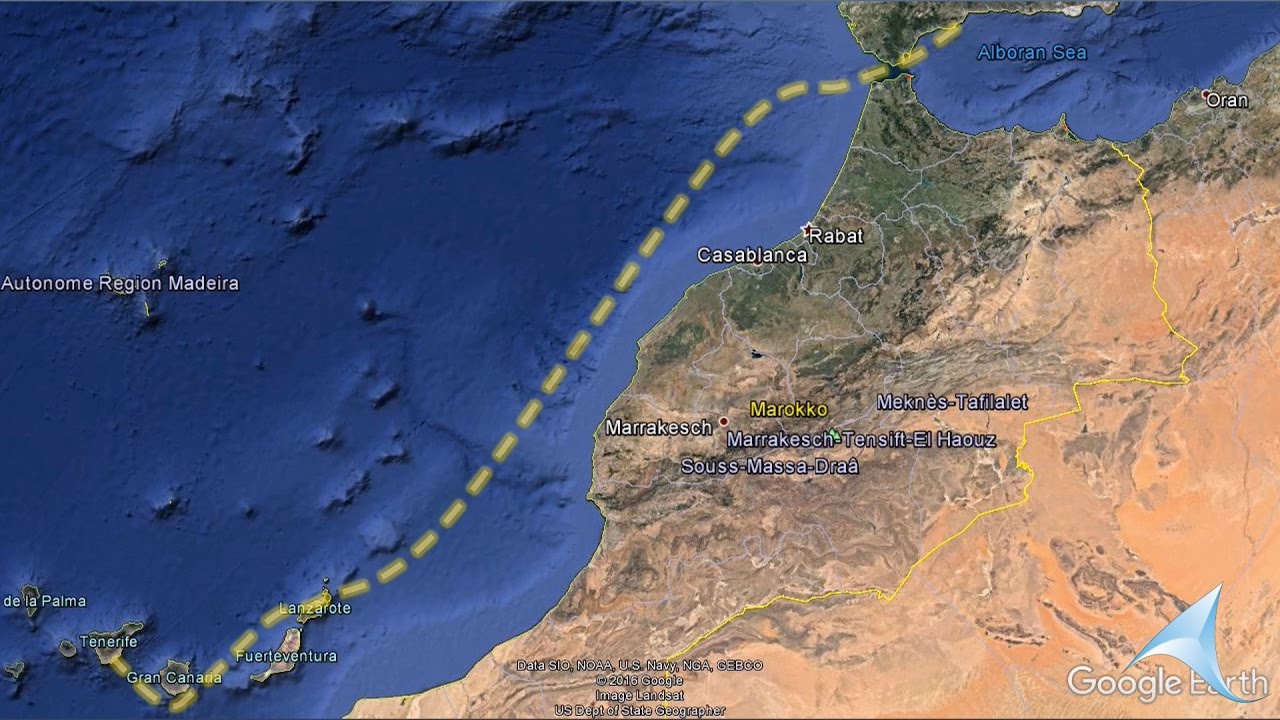 Sailing from the Mediterranian Sea and Atlantic to Canary Islands