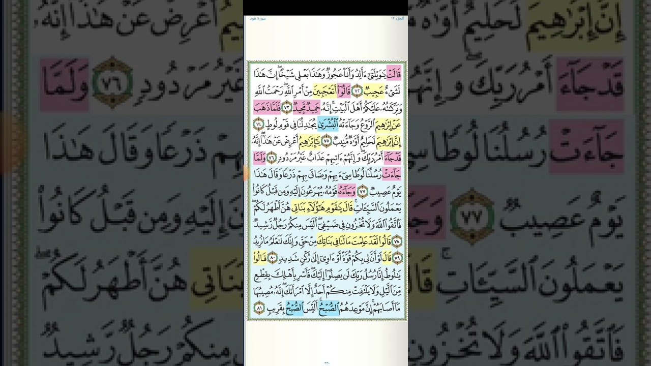 تثبيت وتربيط سورة هود الربع الرابع  (والى ثمود اخاهم صالحا )