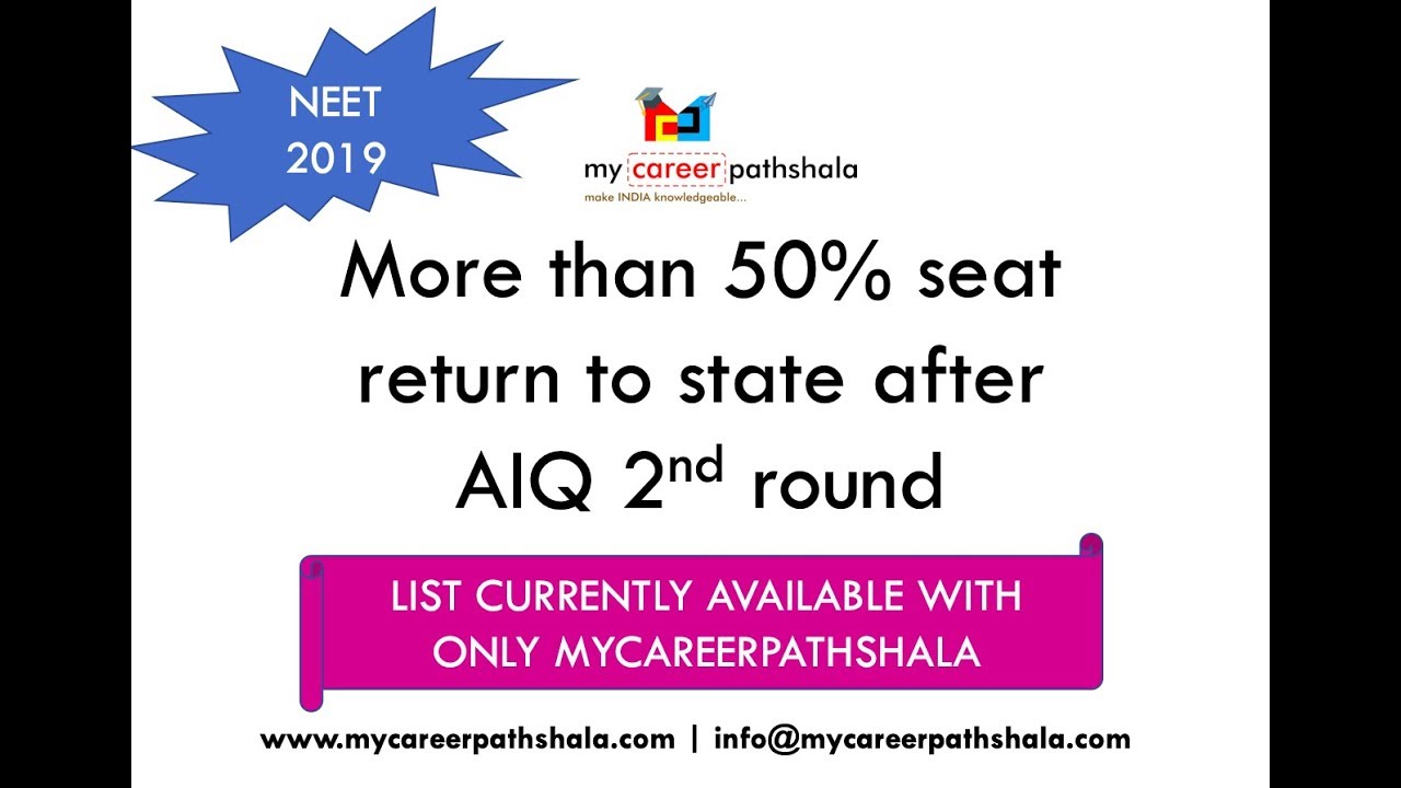 More than 50% seat return to state after AIQ 2nd round - NEET 2019