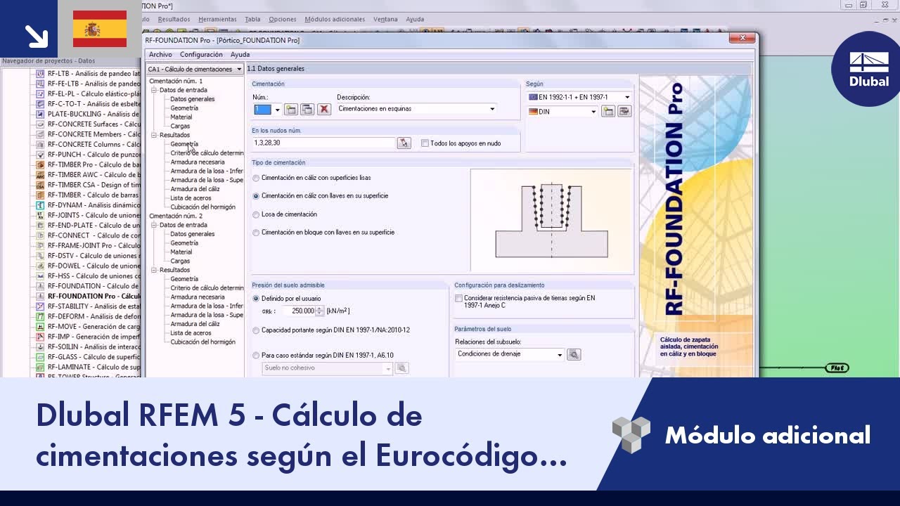 Dlubal RFEM 5 - Cálculo de cimentaciones según el Eurocódigo en RF-FOUNDATION Pro