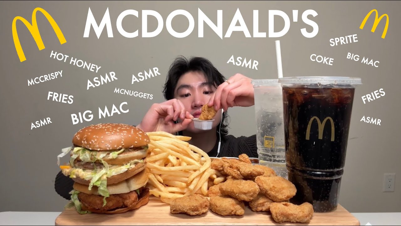 ASMR McDonald’s Big Mac + Hot Honey McCrispy + McNuggets + Fries (Mukbang Eating Sounds)