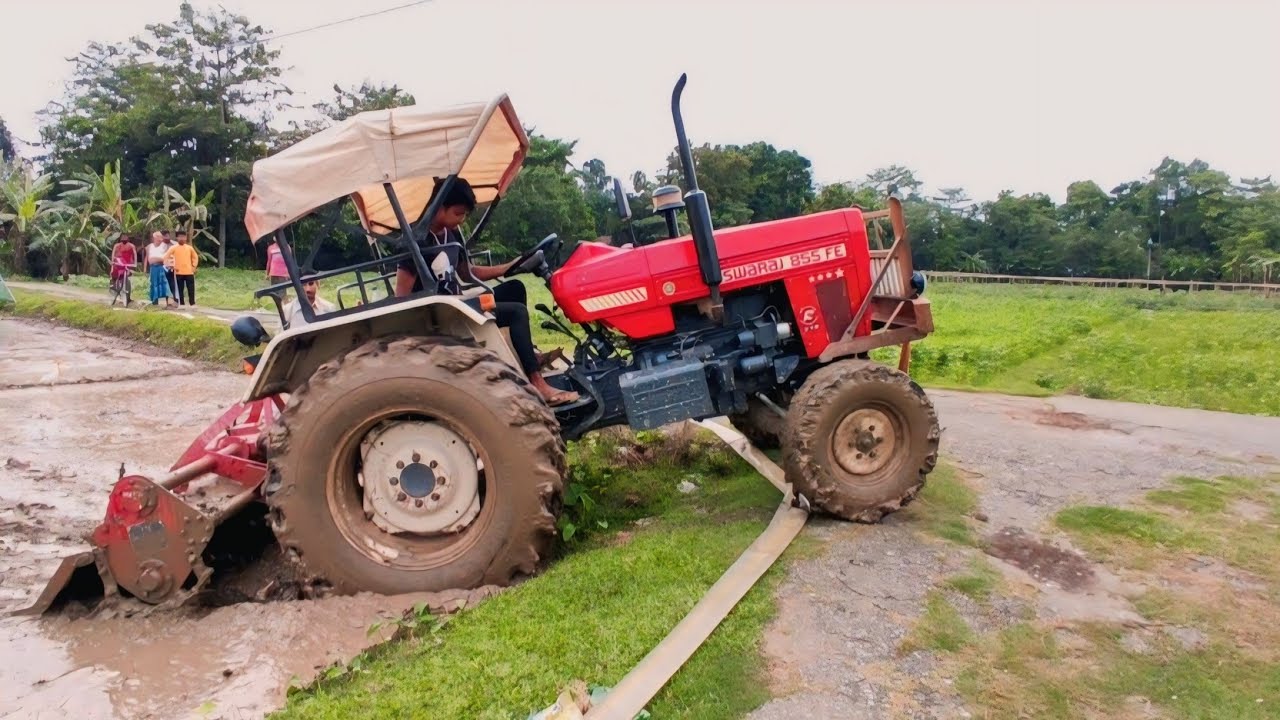 Swaraj 855 FE With Rotavator By Mud Farming | Rice Plant farming | Rafik tractor wala